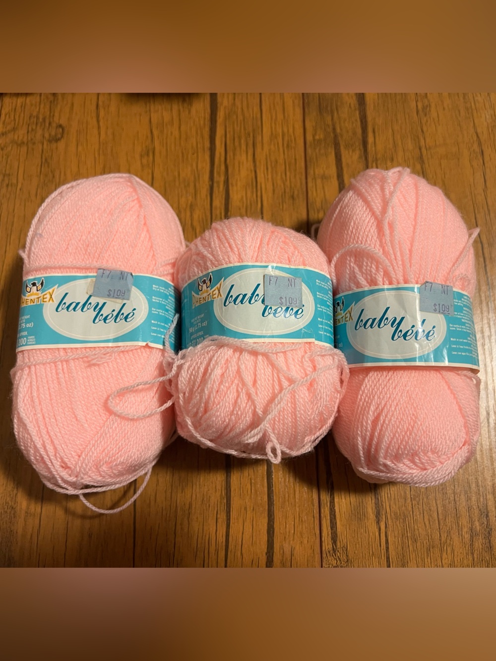 3 NWT 1.75oz Skeins Vintage Phentex 100% Acrylic Baby Yarn - Pink “Candy Floss”